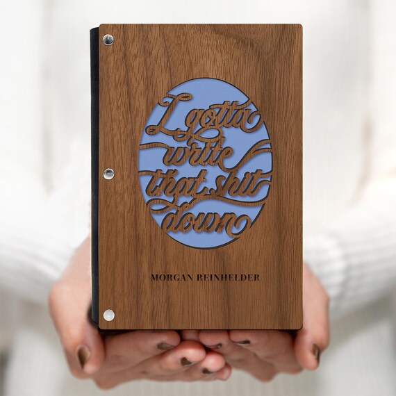 Personalized Funny Journal, I Gotta Write That Shit Down, with Refillable A6 Binder and Cork Binding, Customize with any Name