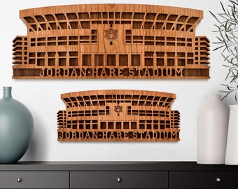 Jordan-Hare Stadium Auburn University Tigers Wall Art, Officially Licensed AU Football Laser Cut Wood Wall Decor