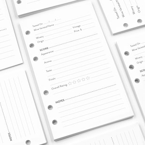 Wijnnotities met A6-perforatie-navulverpakkingen voor wijndagboeken
