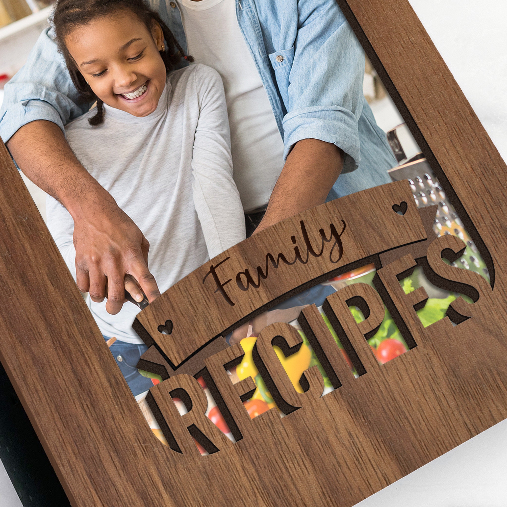 Personalized Recipe Book, Banner Design, Laser Cut Wood With Photo ...