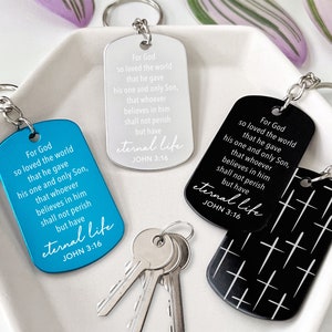 John 3:16 Bible Verse Keychain with For God So Loved the World Verse, Gift for Religious Person, Baptism, Confirmation, Teen, Tween