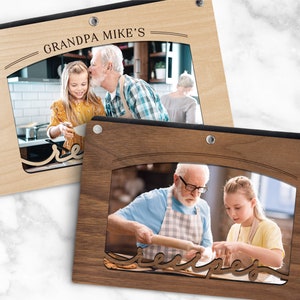 Livro de receitas personalizado, design de arco elegante, madeira com capa para fotos, fichário A6 recarregável e encadernação de cortiça, personalize com qualquer nome
