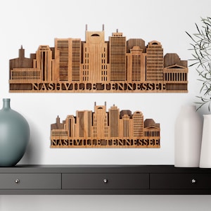 Nashville Skyline Wall Decor, City of Nashville Tennessee Wood Wall Art for Bar, Man Cave, Board Game Room, Work from Home Office Decor