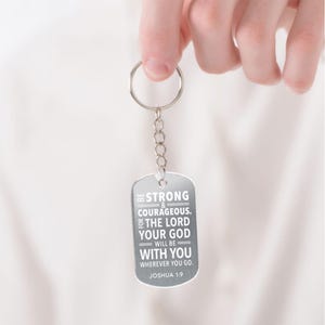 Joshua 1:9 Graduation Keychain – Stainless Steel, Personalized FREE With Name & School