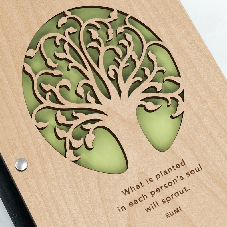 Personalized Wood Notebook, Tree of Life Laser Cut Wood Journal With ...