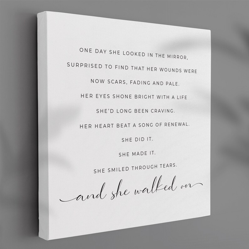 She Overcome Problem She Walked on Quote on Canvas, Support Gift for a Woman Overcoming ...
