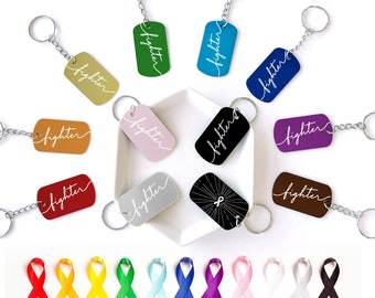 Fighter Keychain, Cancer Diagnosis Gift, for Patients Diagnosed with Breast Cancer, Leukemia, Ovarian Cancer, Colon Cancer, Lung Cancer