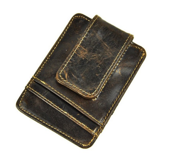 Genuine Leather Magnetic Money Clip Wallet Etsy - image 0