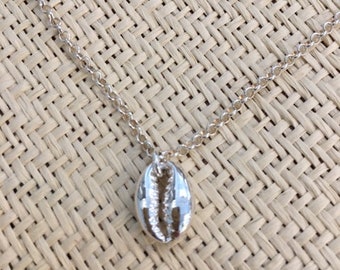 Necklace pendant genuine silver cowrie shell