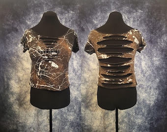 Cut, Bleached and Painted T-Shirt