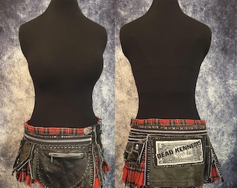 Short Pleated Skirt with Leather and Zippers, Dead Kennedys