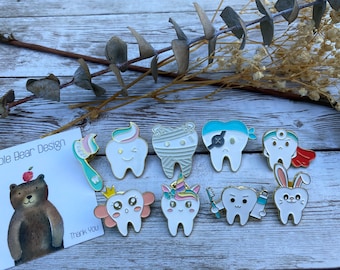 Tooth Fairy Sweet Tooth Toothbrush Dental Unicorn Superhero Enamel Pin