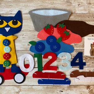 Children Felt Board Story: Pete the Cat 4 Groovy Buttons and I love my White Shoes