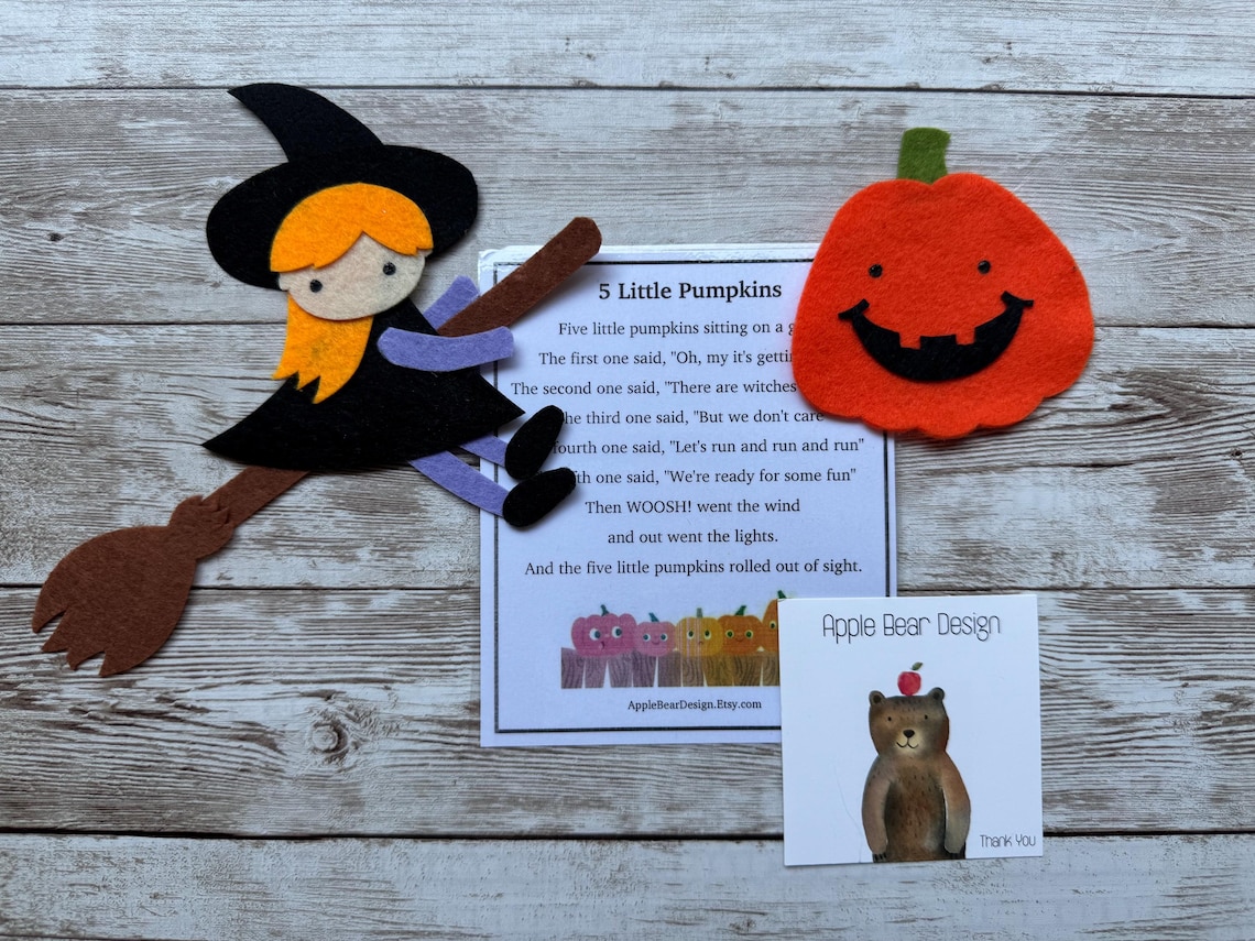 Children Felt Board Story Song Set: Five Little Pumpkins Sitting on the ...
