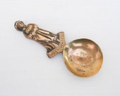 Brass Caddy Spoon 39 Sally Watkins 39 Handle -Vintage Collectable Spoon, Unusual Curio -Decorative Spoon, Collectible Brass Spoon, English Brass