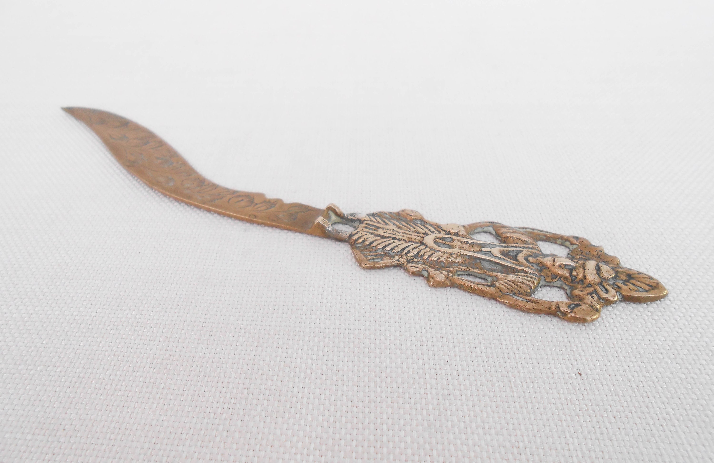 Indian Brass Letter Opener Brass Letter Knife Vintage Desk Etsy