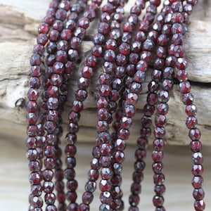 100pcs 3mm Garnet / Silver Picasso Faceted Round Czech Glass Beads - fabulous Picasso  colors...
