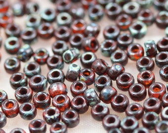 8/0 Hyacinth  Picasso Miyuki Seed Beads - 20grams - spectacular colors...