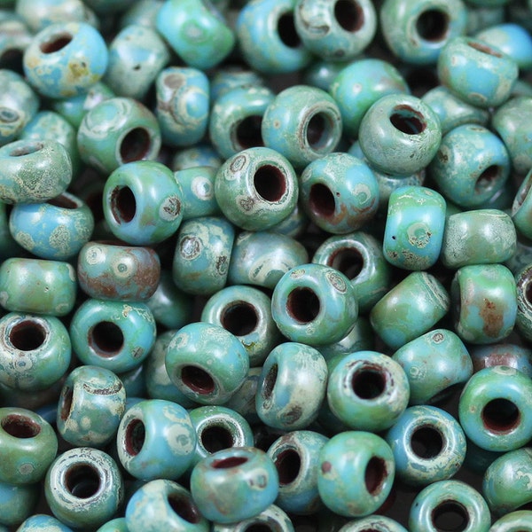 30g 6/0 Green Turquoise Picasso Miyuki Seed Beads - 30grams - spectacular color, Picasso finish, fab look...