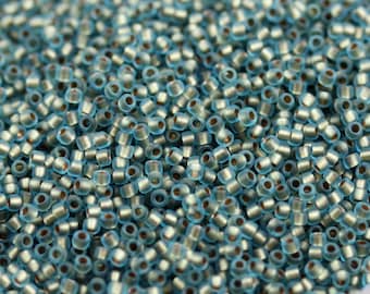 20g 15/0 Matte Aqua / Gold Lined Toho Rocailles Perlen, metallic Glasperlen. höchste Qualität, Mikro-Rocailles, Toho 995FM