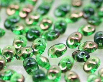 LAST! 20grams 5x2mm Chrysolite Semi Bronze Luster  - 2-hole SuperDuo Czech Glass Beads