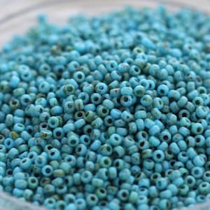 NEW!!! 20g 11/0 Blue Turquoise Picasso Miyuki Seed Beads - 20grams - spectacular colors, earthy Picasso beads...