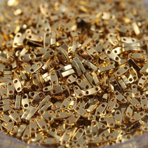 10grams 5x1.5x1.9mm Fancy 2-hole Quarter Tila Miyuki Glass Beads, 10gm - approximately 500 beads