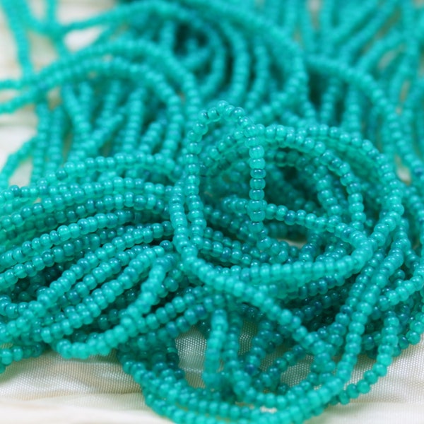 NEW!!! 11/0 Opal Emerald SolGel Czech seed beads - 1 hank - 12/20", translucent beads, Sol Gel beads, opal seed beads