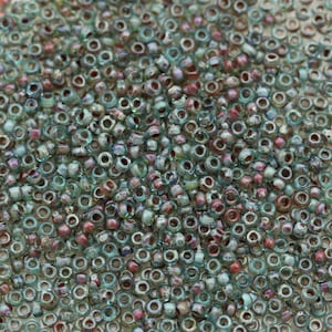 20g 11/0 Aqua Picasso Miyuki Seed Beads - 20grams - spectacular colors, earthy Picasso beads...