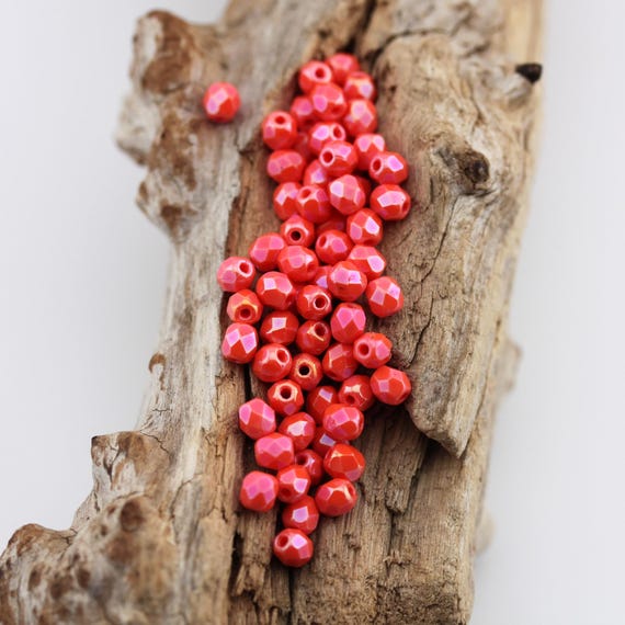 新着！希少！限定98-100個 4mm コーラルアイリス ファセットラウンド