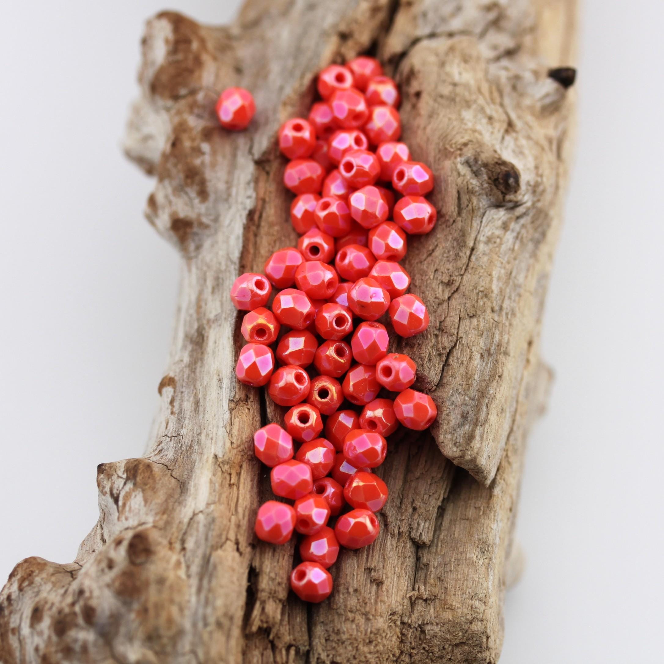 新着！希少！限定98-100個 4mm コーラルアイリス ファセットラウンド