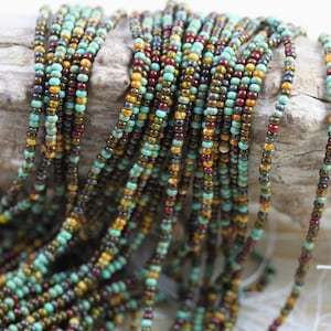 Full hank!  11/0 Picasso Mega Mix Czech seed beads - 12/20" hank, Picasso seed beads, natural beads, rustic beads