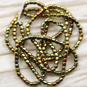 Rare find! 9/0 3Cut Metallic Gold Iris Czech seed beads - 1 strand 18&quot;