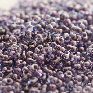 Discontinued! 25g 2x4mm Grape Gold Luster Peanut Japanese Glass Beads, peanut beads, berry beads, Matsuno beads