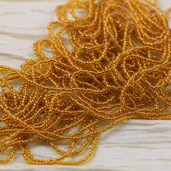 11/0 Amber / Copper Lined Czech Seed Beads, full hank -12/20", fabulous firefly effect, rich coppery shimmer...