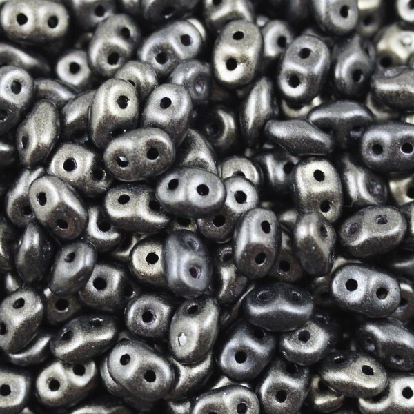 20grams 5x2mm Metallic Suede Dk Green - 2-hole SuperDuo Czech Glass Beads, fancy metallic suede color