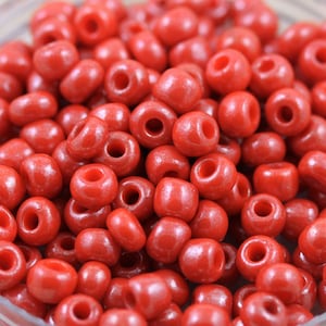 RARE!!! 1/0 Marbled Orange  Czech Seed Beads - vintage chunky seed beads, loose, 30grams