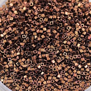 Discontinued! 20g 1.5mm Higher Metallic Cinnamon Bronze Cubes Toho Seed Beads - fancy beads, Toho 501