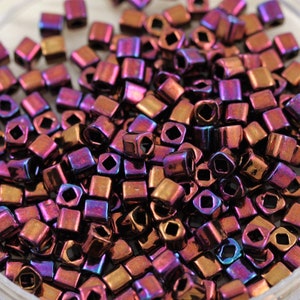 Discontinued! 30g 4mm Higher Metallic Amethyst Cubes Toho Seed Beads - 30 grams, superior quality, Toho 502