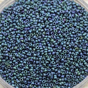 20grams 11/0 Matte Metallic Blue / Green Iris Miyuki Seed Beads - spectacular color, frosted metallic iris beads, Miyuki 2064