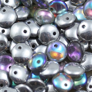50pcs 6mm Silver Rainbow Lentils Czech Glass Beads - new!!!
