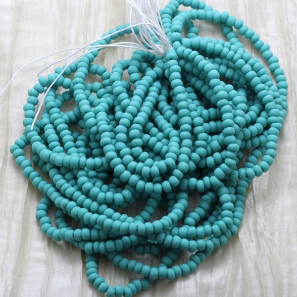 70g 6/0 Matte Green Turquoise Czech Seed Beads - fabulous frosted look and classy turquoise color.