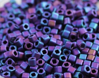 Discontinued! 30g 3mm Matte Blue Iris Cubes Toho Seed Beads - 30 grams, superior quality, Toho 705