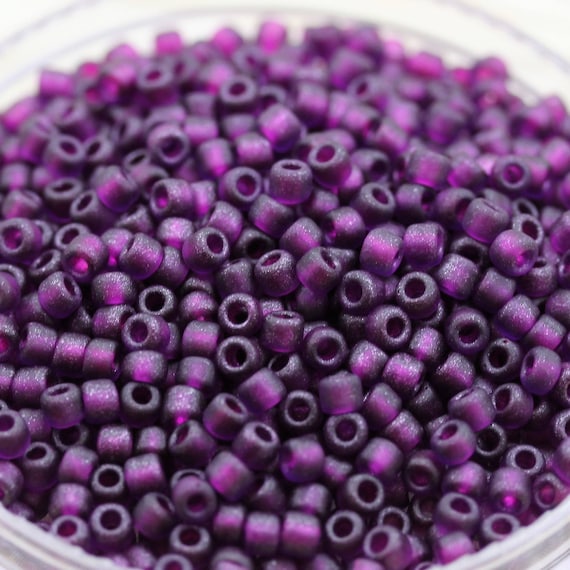 30g 6/0 Matte Grey / Magenta Lined Matsuno Seed Beads - 30grams - spectacular color...