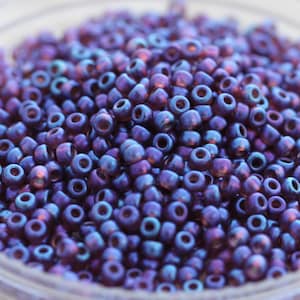 NEW!!! 20g 8/0 Matte Purple Midnight Iris Miyuki Seed Beads - 20grams - spectacular color, frosted metallic iris beads, Miyuki 2291