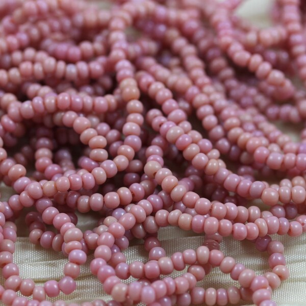 Discontinued! RARE! 8/0 Vintage Cheyenne Pink Czech seed beads - 6/20" hank, natural pink beads, authentic Cheyenne pink glass, RARE find