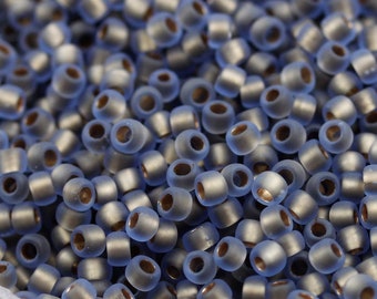 20g 8/0 Matte Sapphire / Gold Lined Toho Seed Beads - 20grams - spectacular colors... Toho 997FM