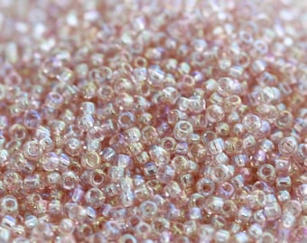 20g 11/0 Rosaline AB Matsuno seed beads - 20grams, tropical bloom beads, pink iris beads