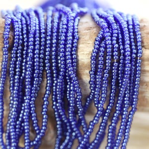 11/0 Cobalt Luster Czech seed beads - 1 hank - 12/20&quot;