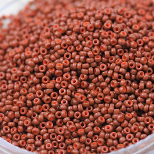 20g 11/0 Special Dyed Frosted Terracotta Brown Miyuki Seed Beads - 20grams - spectacular, frosted ceramic beads, Miyuki 2043